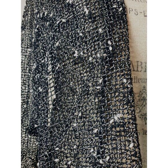 Frazzle Black Open Mesh Open-Front Cardigan M Lace Crochet Button Accents - Picture 6 of 7